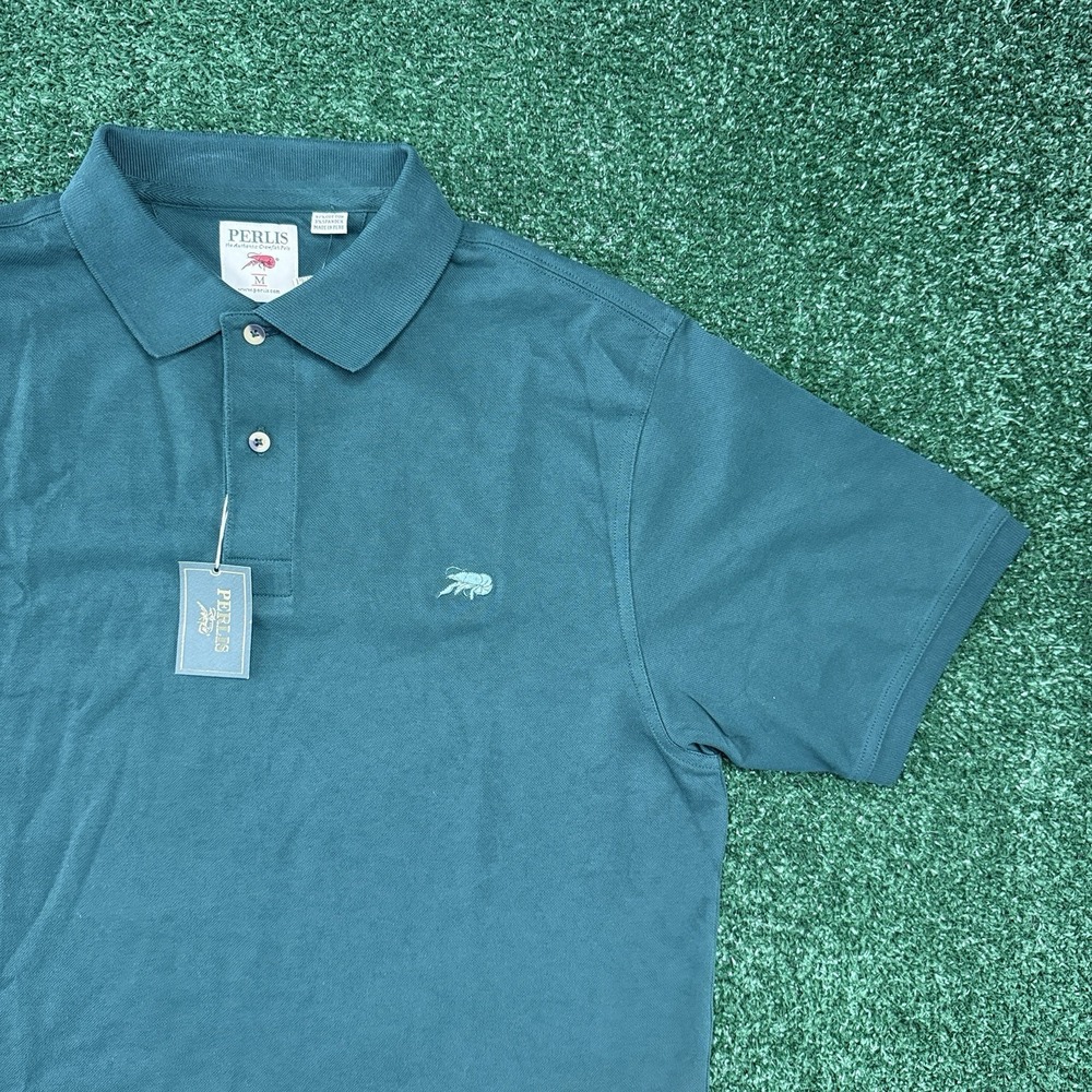 New Perlis Men's Short Sleeve Polo Shirt Size Medium Green